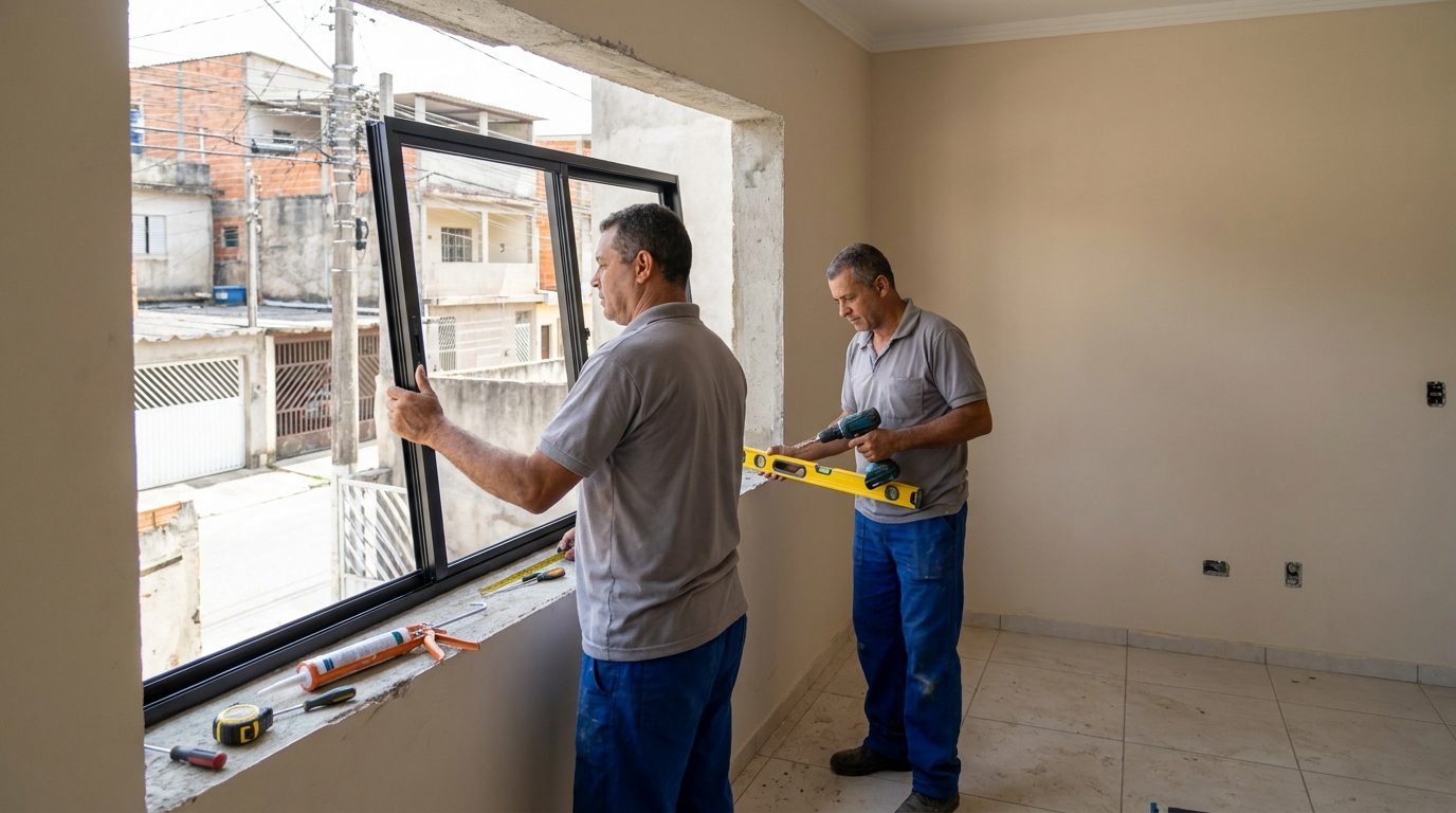 Esquadria de alumínio com vista para rua em Mogi Guaçu-SP
